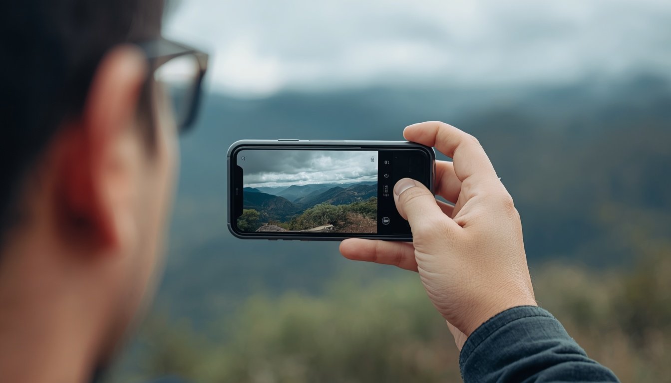 celular com câmera boa fotografando paisagem