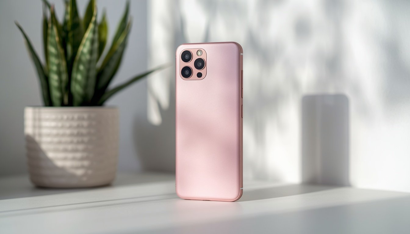 iPhone 17e vale a pena: celular compacto rosa sobre uma mesa (imagem ilustrativa)